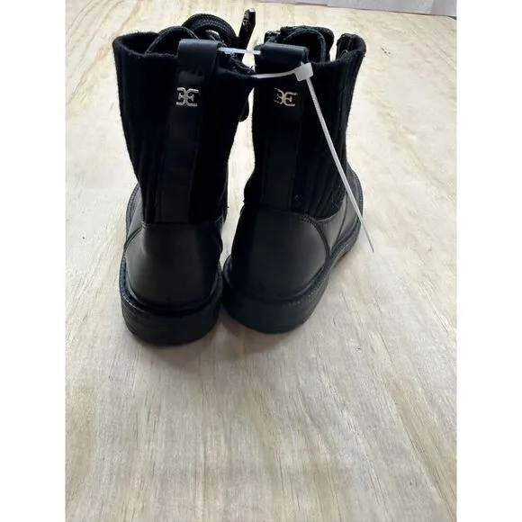 Girls Combat Boots Sam Edelman Sz 12 Black Leather Chunky Heel Lace Up Comfort
