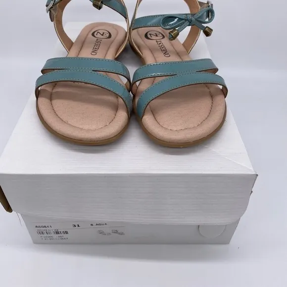Girls Sandals Turquoise Ankle Straps Size US13 EU 31