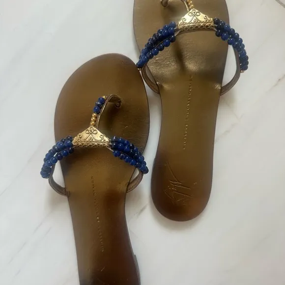 Giuseppe Zanotti Gold and Blue Women's Sandals