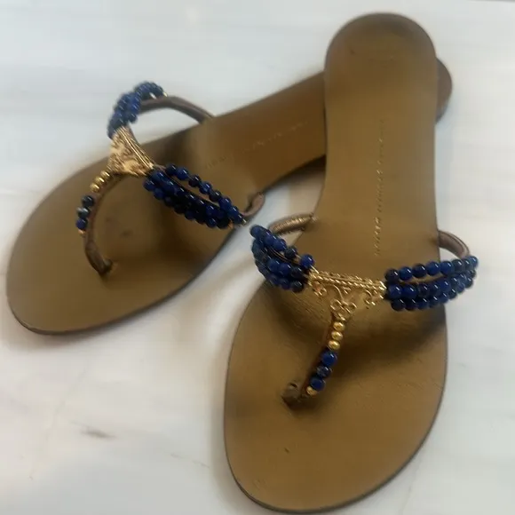 Giuseppe Zanotti Gold and Blue Women's Sandals