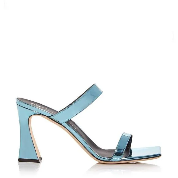 Giuseppe Zanotti Womens Vanilla Blue Metallic Square Toe Heels Shoes