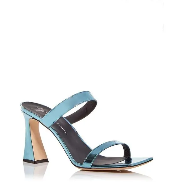 Giuseppe Zanotti Womens Vanilla Blue Metallic Square Toe Heels Shoes