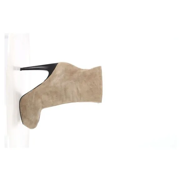 Giuseppe Zanotti Zipped Platform Ankle Boots in Beige Suede