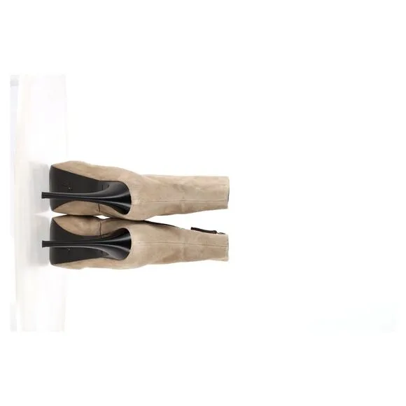 Giuseppe Zanotti Zipped Platform Ankle Boots in Beige Suede