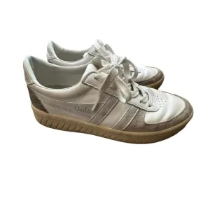 Gola | Size 7 Classic White Lace Up Sneakers Suede Trim Metallic Stripes Casual