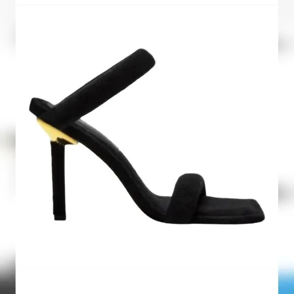 Good American Black Terry Slip On Heeled Sandals Sz 10.5 NEW IN BOX