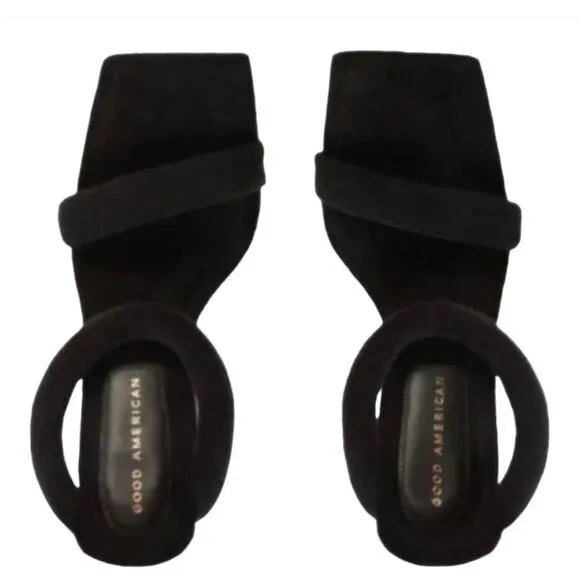 Good American Black Terry Slip On Heeled Sandals Sz 10.5 NEW IN BOX