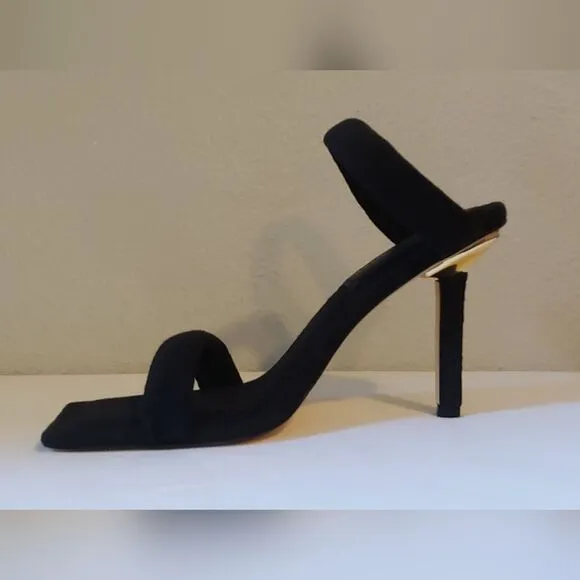 Good American Black Terry Slip On Heeled Sandals Sz 10.5 NEW IN BOX