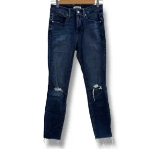Good American Good Legs Crop Jeans Mid Rise Skinny Leg Distressed Raw Hem Sz 26