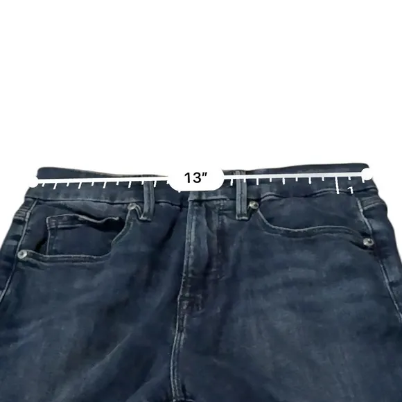 Good American Good Legs Crop Jeans Mid Rise Skinny Leg Distressed Raw Hem Sz 26