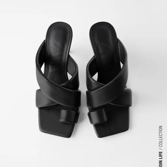 GORGEOUS ZARA NWT Padded Heeled Leather Sandals