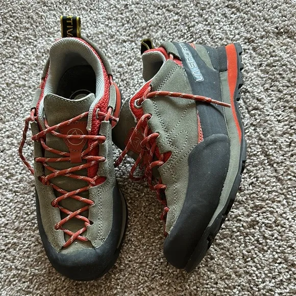 Gray and Red Hiking Shoes
