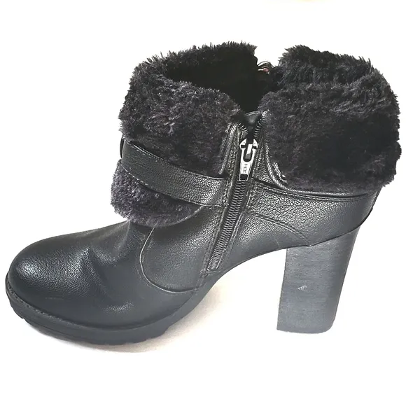 Guess Black Ankle Boots Mobwife Biker Block Heel Platform Lug Sole 7.5M