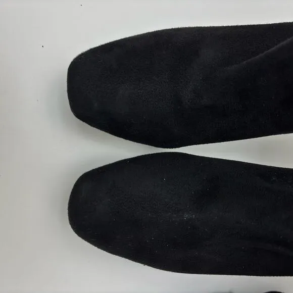 Guess Black Suede Knee High Stretchy Slouchy Stiletto Heel Boots Size 7.5