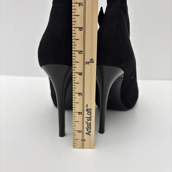 Guess Black Suede Knee High Stretchy Slouchy Stiletto Heel Boots Size 7.5