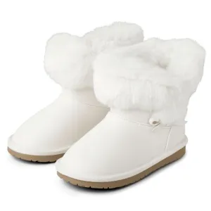 Gymboree Girls White Faux Fur Chalet Snow Winter Holiday Boots Shoes Size 10 NEW