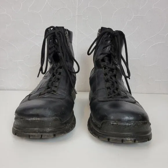 Harley-Davidson Mens Boots Size 11.5 Black Leather Lace Up Zip Up Moto Biker