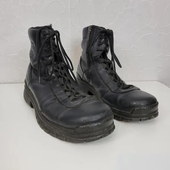 Harley-Davidson Mens Boots Size 11.5 Black Leather Lace Up Zip Up Moto Biker