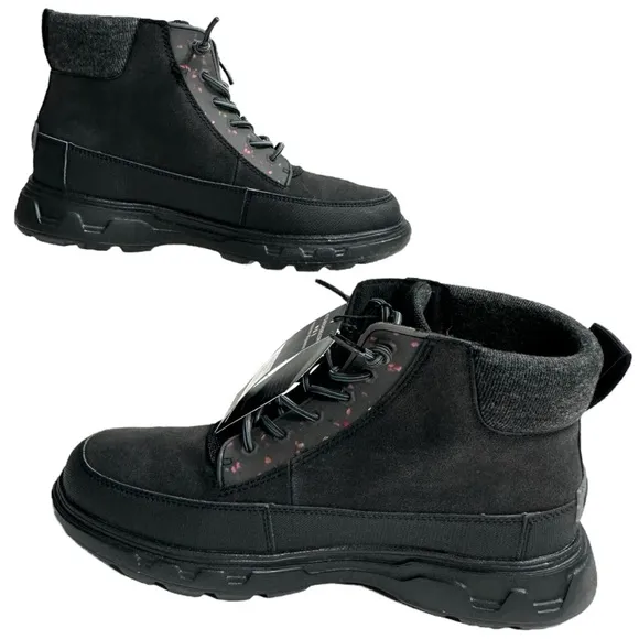 Hey Dude Duke Eco Shield Boots Black Mens Sz 7 Comfort Lightweight Lace Up NWT