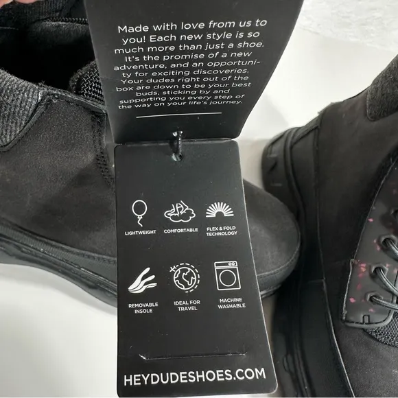 Hey Dude Duke Eco Shield Boots Black Mens Sz 7 Comfort Lightweight Lace Up NWT