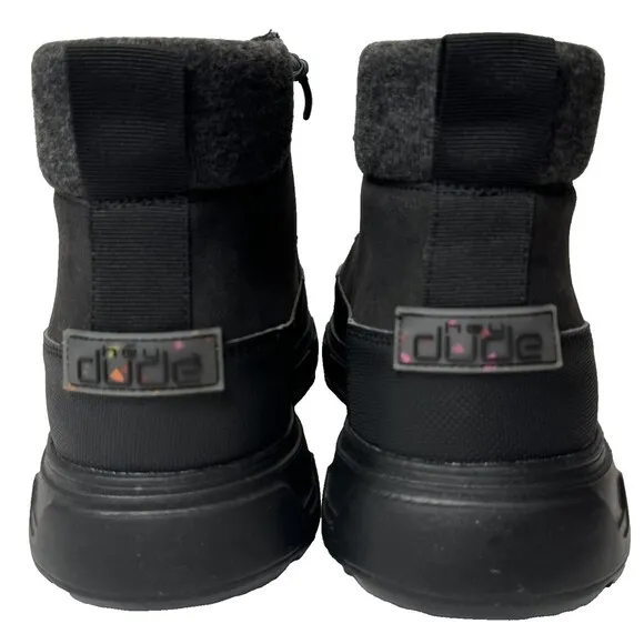 Hey Dude Mens Size 13 Black Duke Eco Shield Mid Ankle Sneaker Boot Bootie