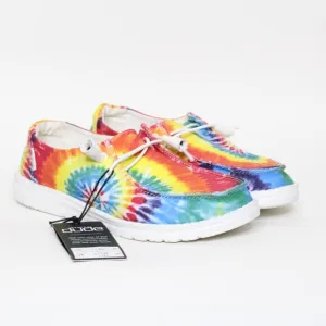 Hey Dude Wendy Mandala Rainbow Tie Dye Low Slip On Shoes Women's Size 6 New