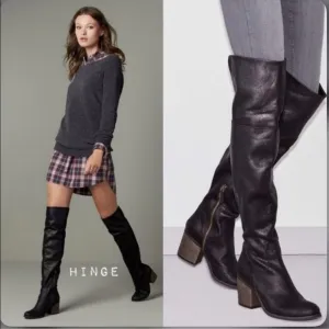 Hinge Women's Black Knee-High Boots