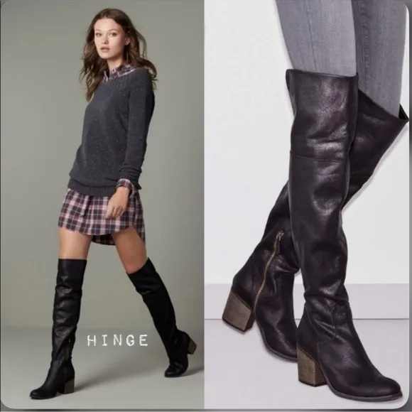 Hinge Women's Black Knee-High Boots