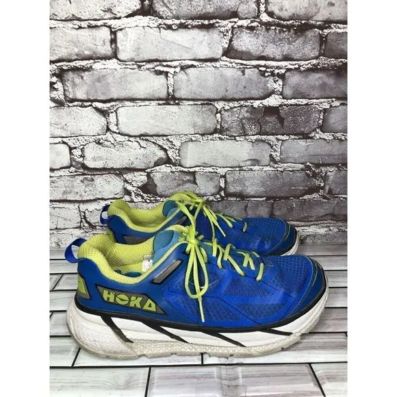 Hoka Clifton Blue Synthetic Green Lace Up Running Gym Shoes Men’s Sz 10M US/44EU