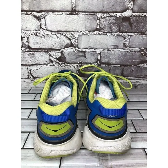 Hoka Clifton Blue Synthetic Green Lace Up Running Gym Shoes Men’s Sz 10M US/44EU