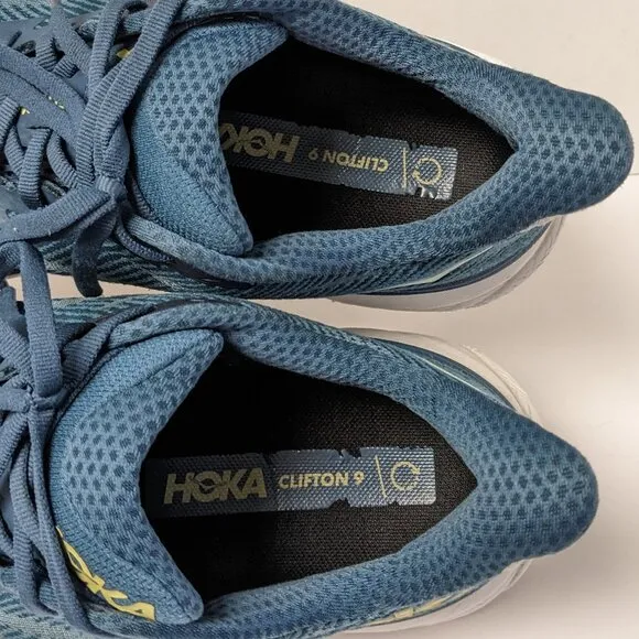 Hoka One One Clifton 9 Running Shoes, Blue, Men's 8.5