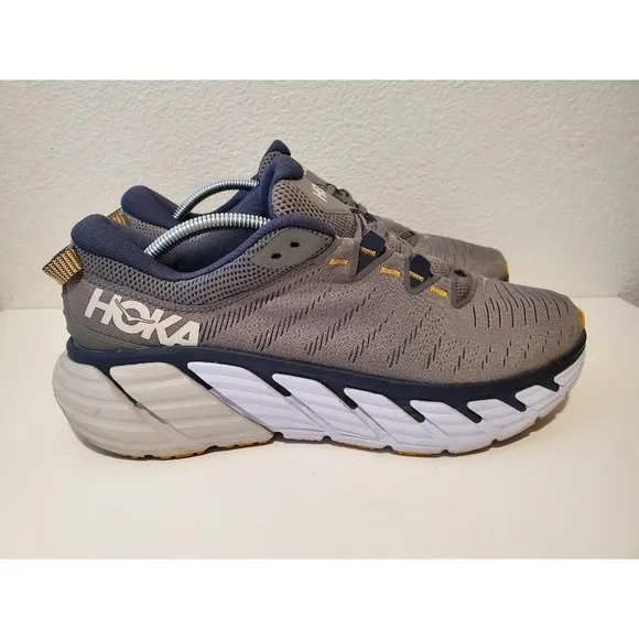 Hoka One One Mens Gaviota 3 Running Shoes Sneakers Gray Blue Mens Size 11.5 D