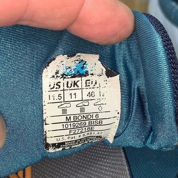 Hoka One One Men's Size 11.5 Bondi 6 1019269 BISB Blue Running Shoes Sneakers