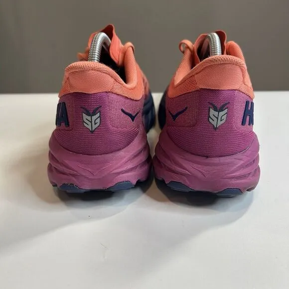 Hoka One One Shoes Mens 11B Speedgoat 5 Coral Salmon Pink Plum Purple Running