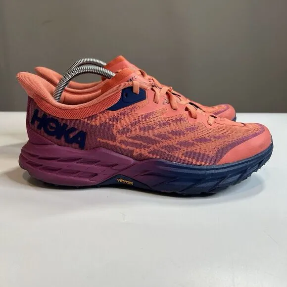Hoka One One Shoes Mens 11B Speedgoat 5 Coral Salmon Pink Plum Purple Running