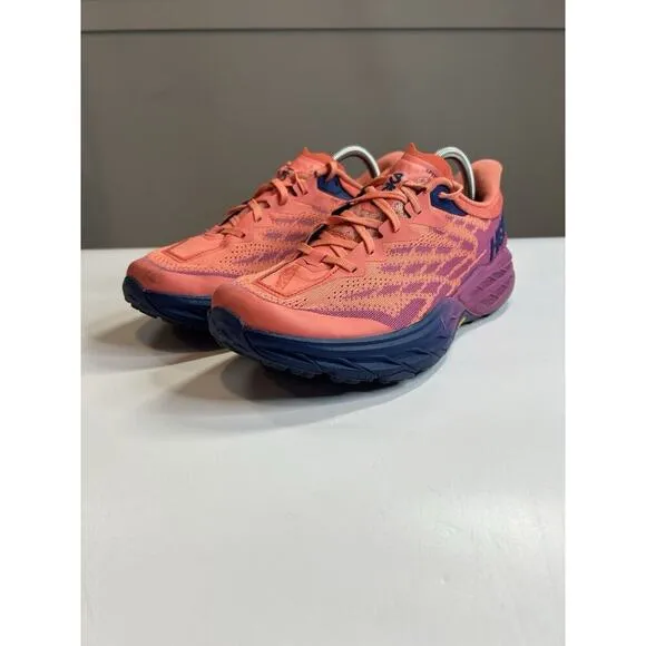 Hoka One One Shoes Mens 11B Speedgoat 5 Coral Salmon Pink Plum Purple Running
