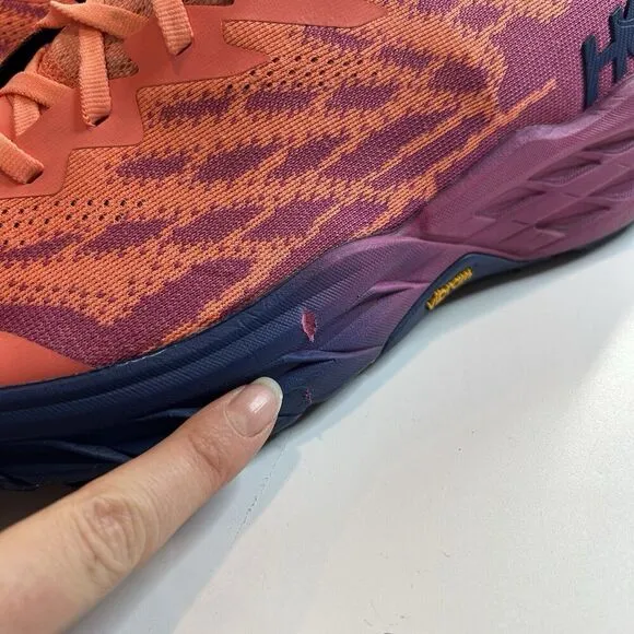 Hoka One One Shoes Mens 11B Speedgoat 5 Coral Salmon Pink Plum Purple Running