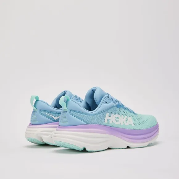 HOKA One One Women’s Bondi 8 Wide Running Shoes in Airy Blue/Sunlit Ocean US 8D