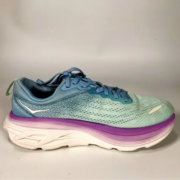 HOKA One One Women’s Bondi 8 Wide Running Shoes in Airy Blue/Sunlit Ocean US 8D