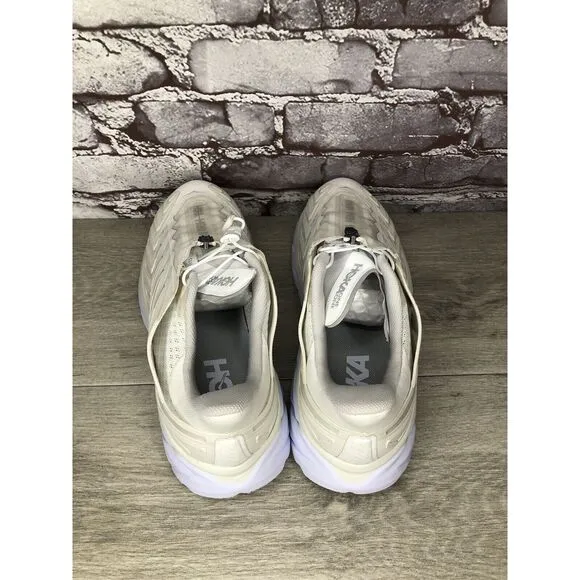 HOKA Project Clifton Blanc de Blanc Lunar White Mesh Center Zip Gym Women 40EU/9