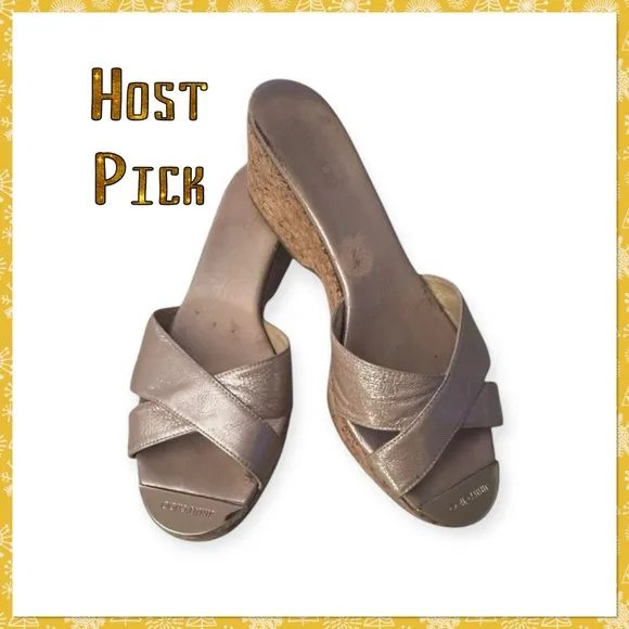 ⭐️Host Pick ⭐️Jimmy Choo gold strap Panna Wedge Sandal size 9. 5