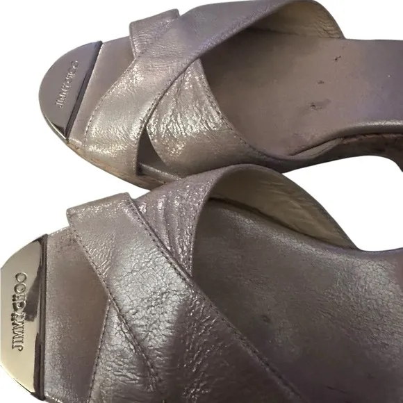 ⭐️Host Pick ⭐️Jimmy Choo gold strap Panna Wedge Sandal size 9. 5