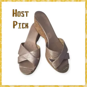 ⭐️Host Pick ⭐️Jimmy Choo gold strap Panna Wedge Sandal size 9. 5