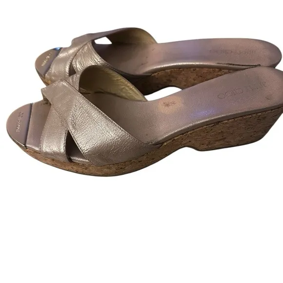 ⭐️Host Pick ⭐️Jimmy Choo gold strap Panna Wedge Sandal size 9. 5
