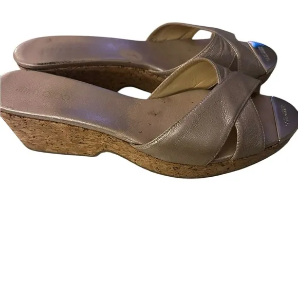 ⭐️Host Pick ⭐️Jimmy Choo gold strap Panna Wedge Sandal size 9. 5