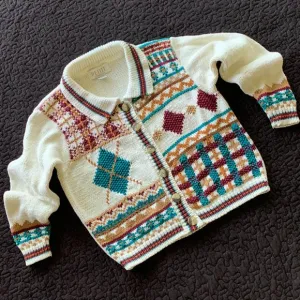 🎉HP🎉 VTG Knit Sweater, Sz S, Button Front, Collar, Long Sleeves, EUC