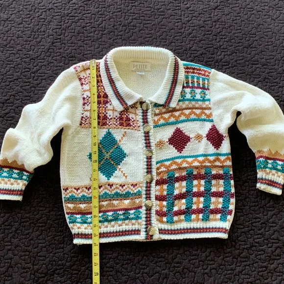 🎉HP🎉 VTG Knit Sweater, Sz S, Button Front, Collar, Long Sleeves, EUC