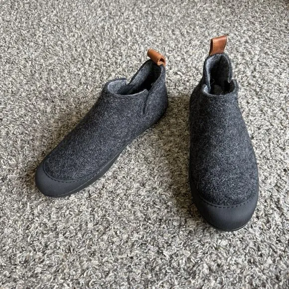 Huckberry Greys Wool Indoor Outdoor Slipper Boots Rubber Sole Men 8 Gray New