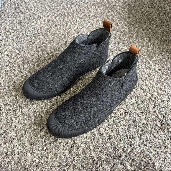 Huckberry Greys Wool Indoor Outdoor Slipper Boots Rubber Sole Size 12 Gray New