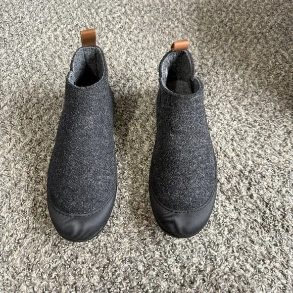 Huckberry Greys Wool Indoor Outdoor Slipper Boots Rubber Sole Size 12 Gray New